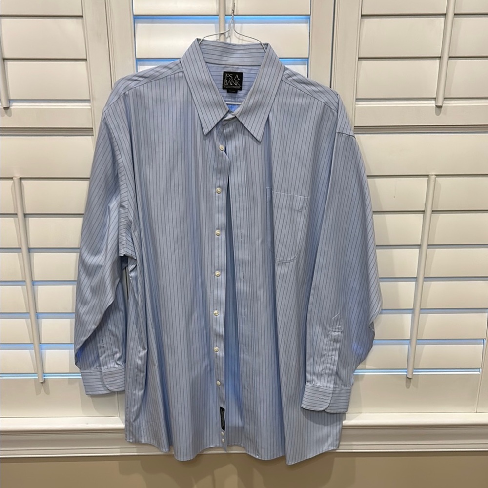 Men's Jos A Bank Blue Striped Dress Shirt